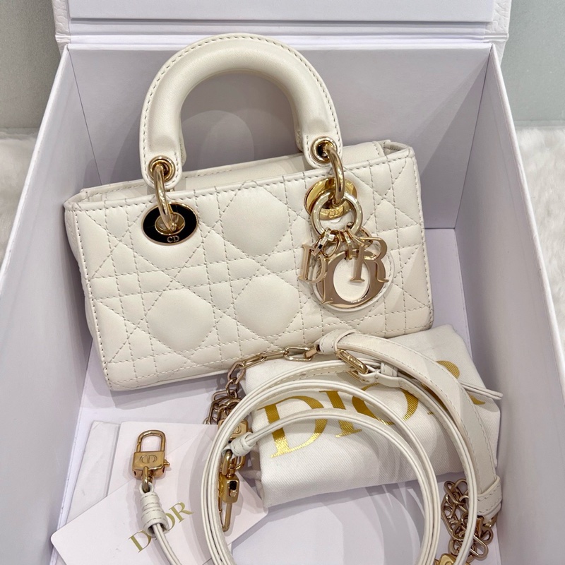 Dior 超迷你 D-Joy 白色羊皮-0
