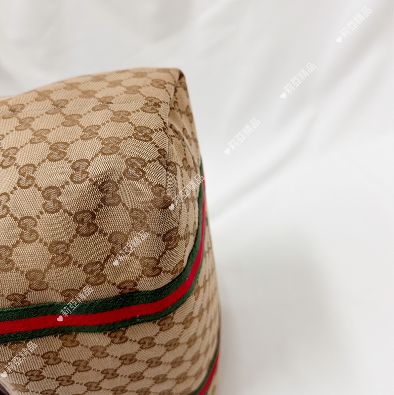 莉亞精品♡ Gucci 紅綠條紋老花托特包 二手美包-7
