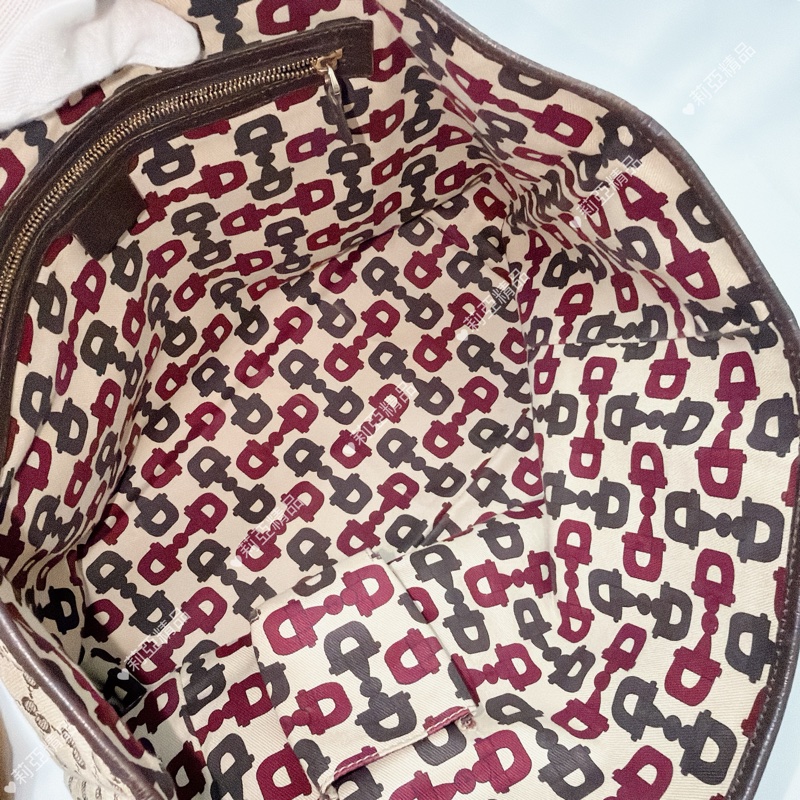 莉亞精品♡ Gucci 紅綠條紋老花托特包 二手美包-14