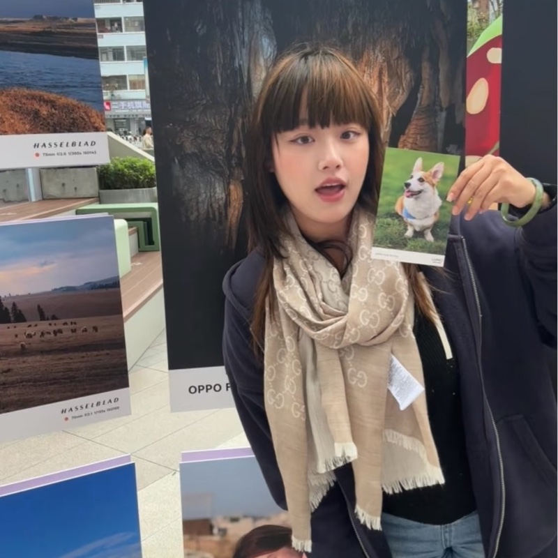 gucci 雙面 logo 羊絨 燕麥色 圍巾 披肩-6