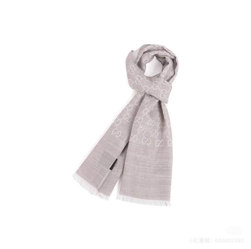 gucci 雙面 logo 羊絨 燕麥色 圍巾 披肩-24
