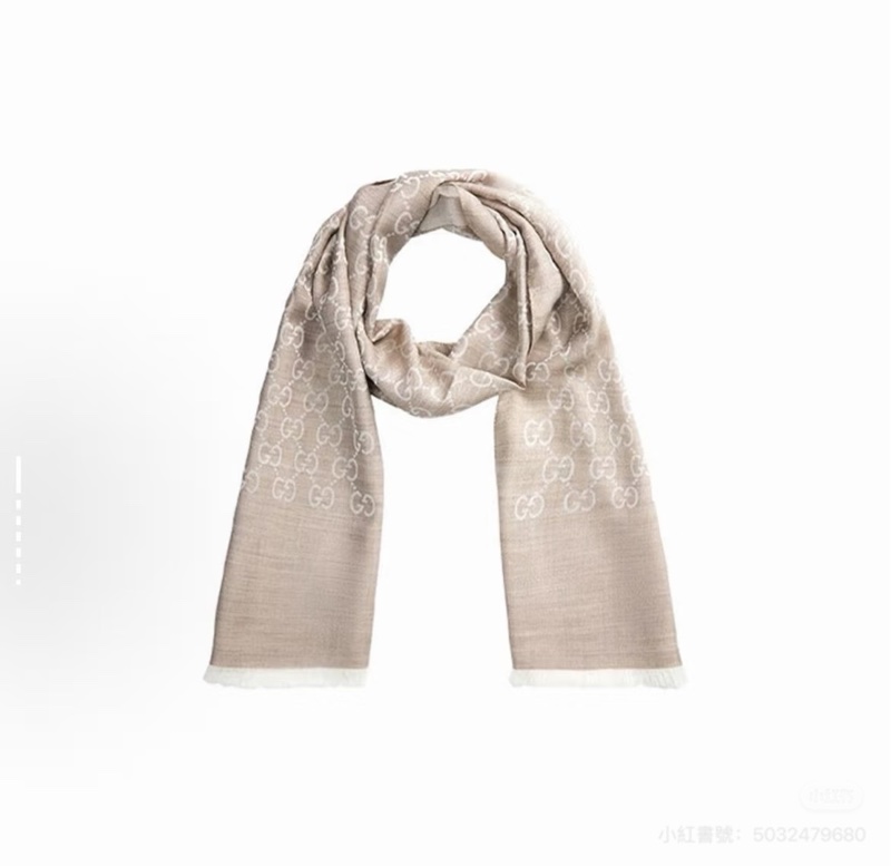 gucci 雙面 logo 羊絨 燕麥色 圍巾 披肩-25