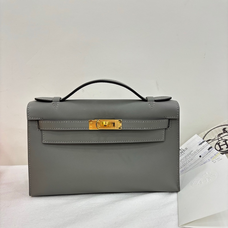 Hermes 愛馬仕 mini kelly 一代 積雨雲灰0L 金扣 Swift皮 U刻 99新 有票-1