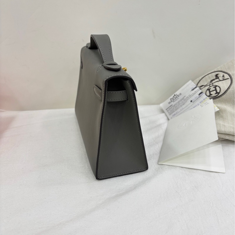 Hermes 愛馬仕 mini kelly 一代 積雨雲灰0L 金扣 Swift皮 U刻 99新 有票-3
