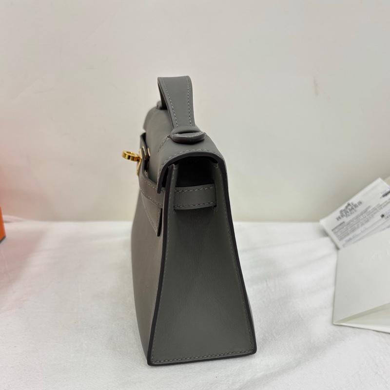 Hermes 愛馬仕 mini kelly 一代 積雨雲灰0L 金扣 Swift皮 U刻 99新 有票-4