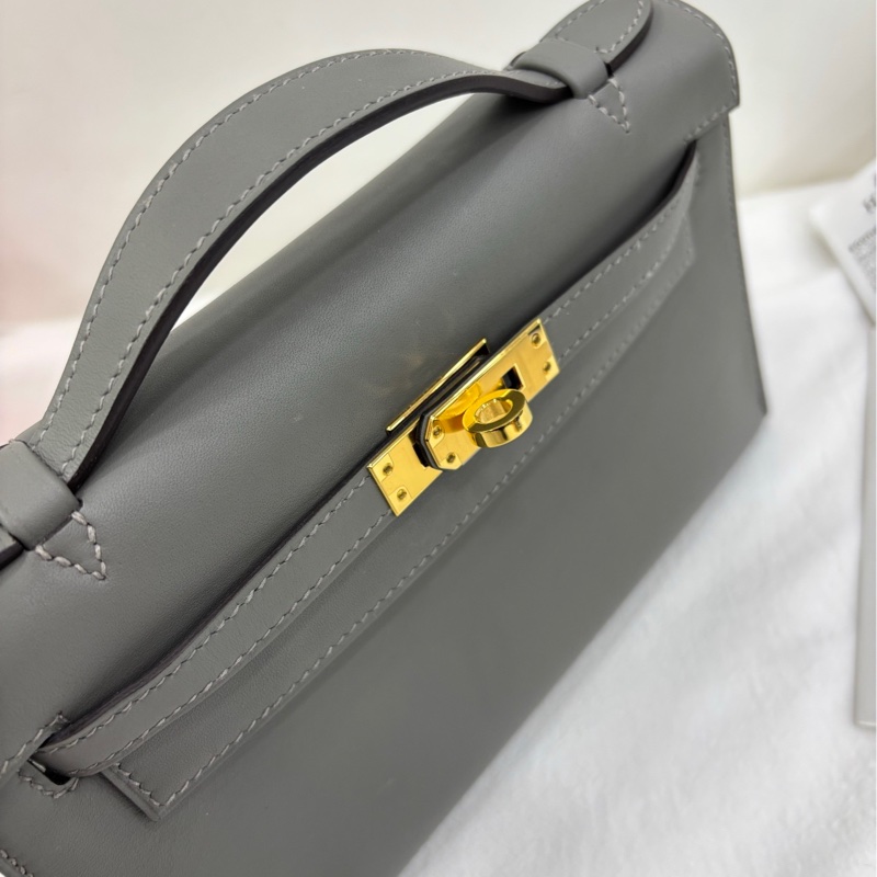 Hermes 愛馬仕 mini kelly 一代 積雨雲灰0L 金扣 Swift皮 U刻 99新 有票-6