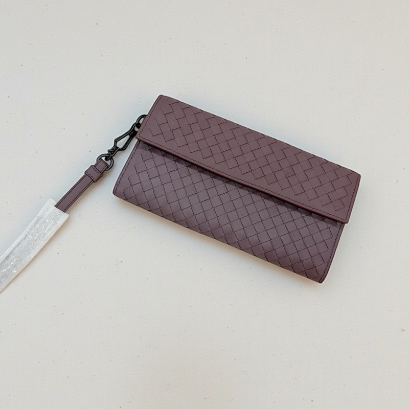 莉亞精品♡BV 小編織 紫長夾手拿包 二手-0