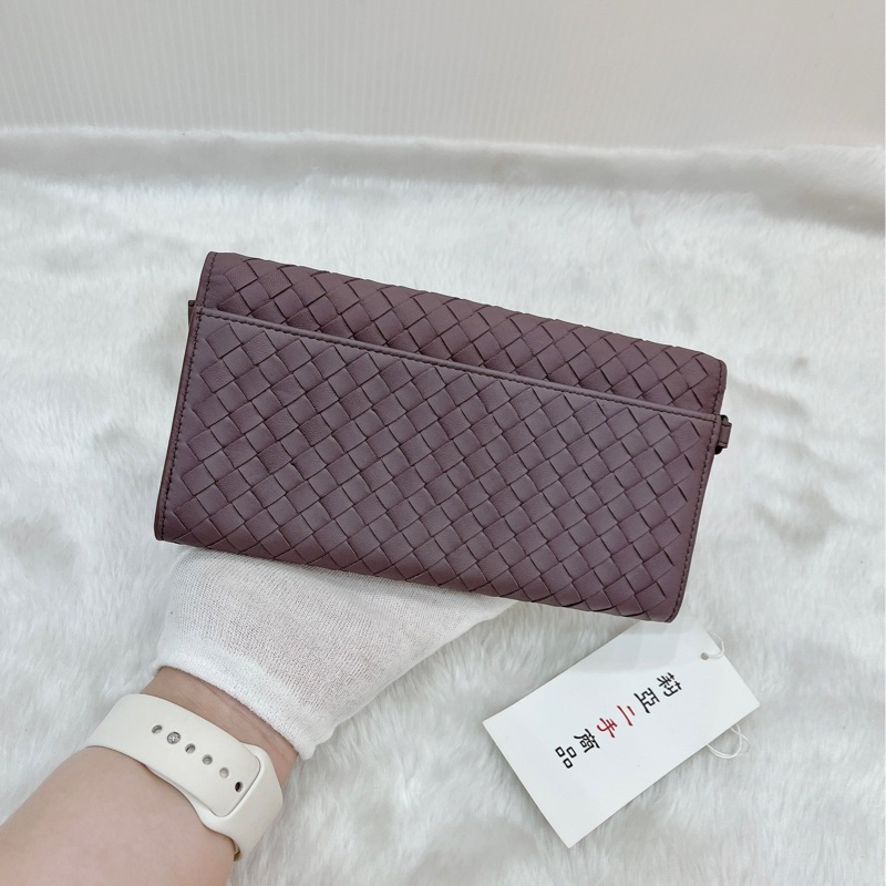 莉亞精品♡BV 小編織 紫長夾手拿包 二手-2