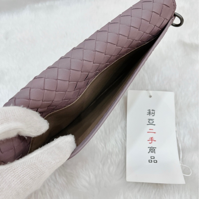 莉亞精品♡BV 小編織 紫長夾手拿包 二手-3