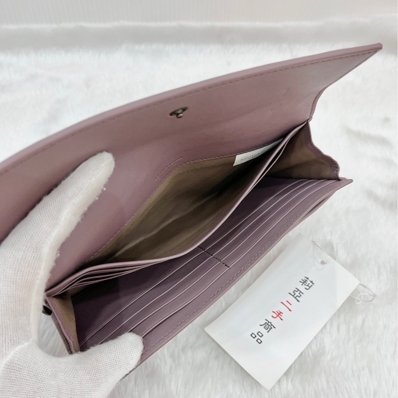 莉亞精品♡BV 小編織 紫長夾手拿包 二手-9