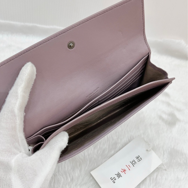 莉亞精品♡BV 小編織 紫長夾手拿包 二手-10