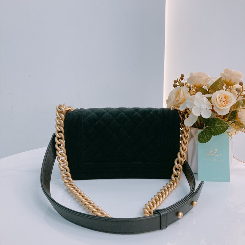 MS0442 Chanel 香奈兒 男孩 小號 天鵝絨/絲絨 黑金Boy Small Velvet Black x GHW-1