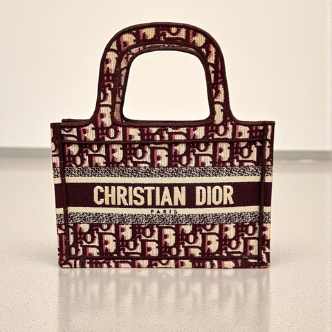 莉亞精品♡Dior mini托特 酒紅老花 二手