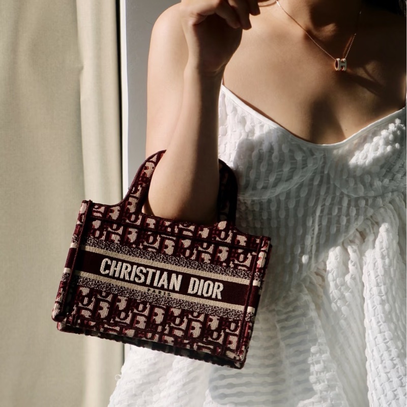 莉亞精品♡Dior mini托特 酒紅老花 二手-2