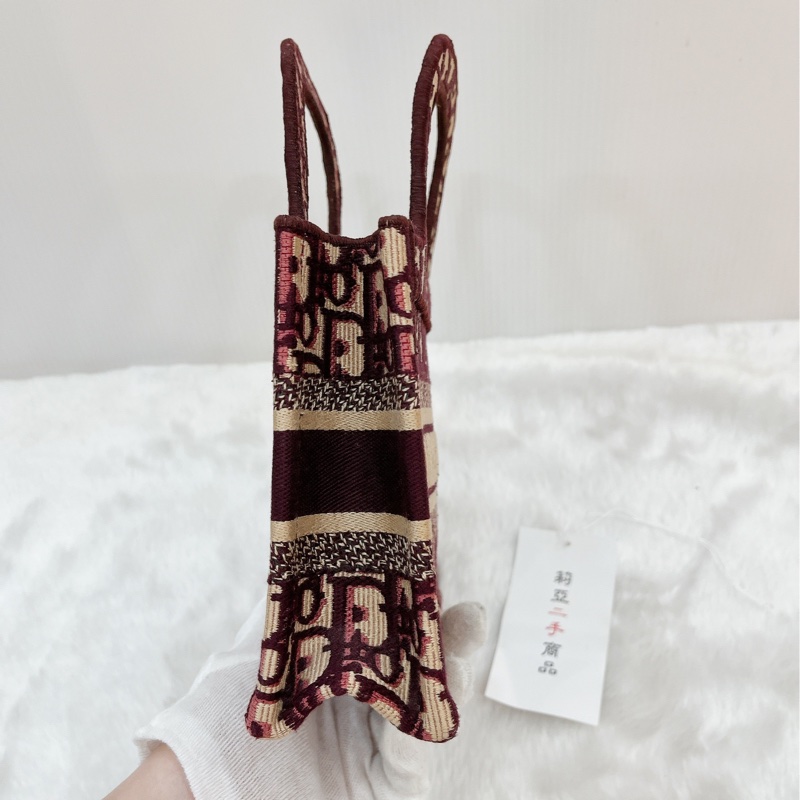 莉亞精品♡Dior mini托特 酒紅老花 二手-7
