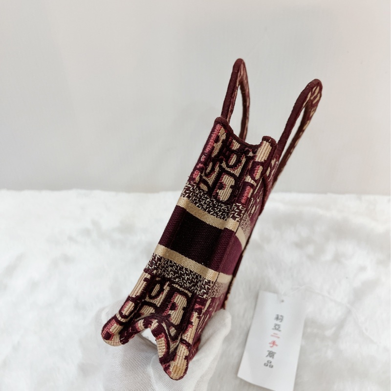 莉亞精品♡Dior mini托特 酒紅老花 二手-8