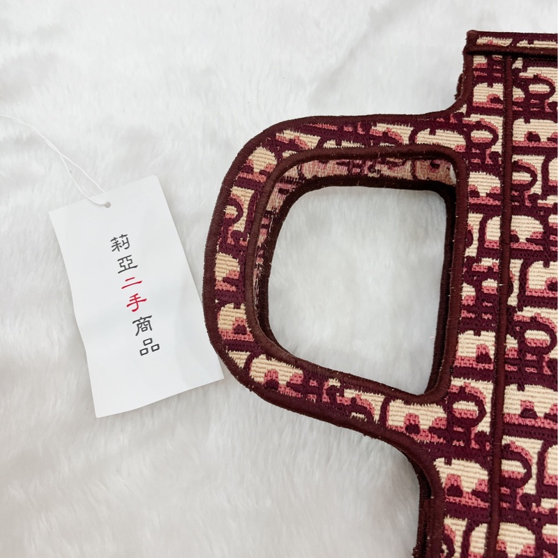 莉亞精品♡Dior mini托特 酒紅老花 二手-15