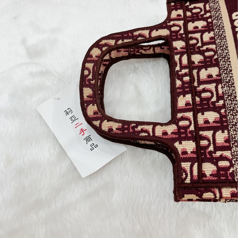 莉亞精品♡Dior mini托特 酒紅老花 二手-16