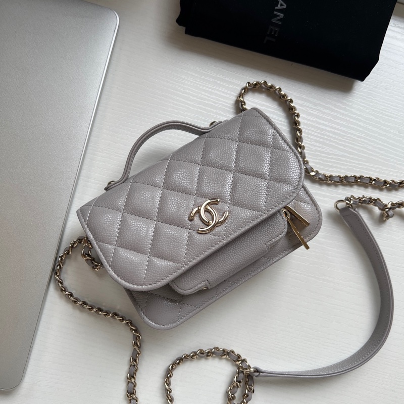 ✨Chanel 灰金 郵差包mini 99新 晶片款🩶-4