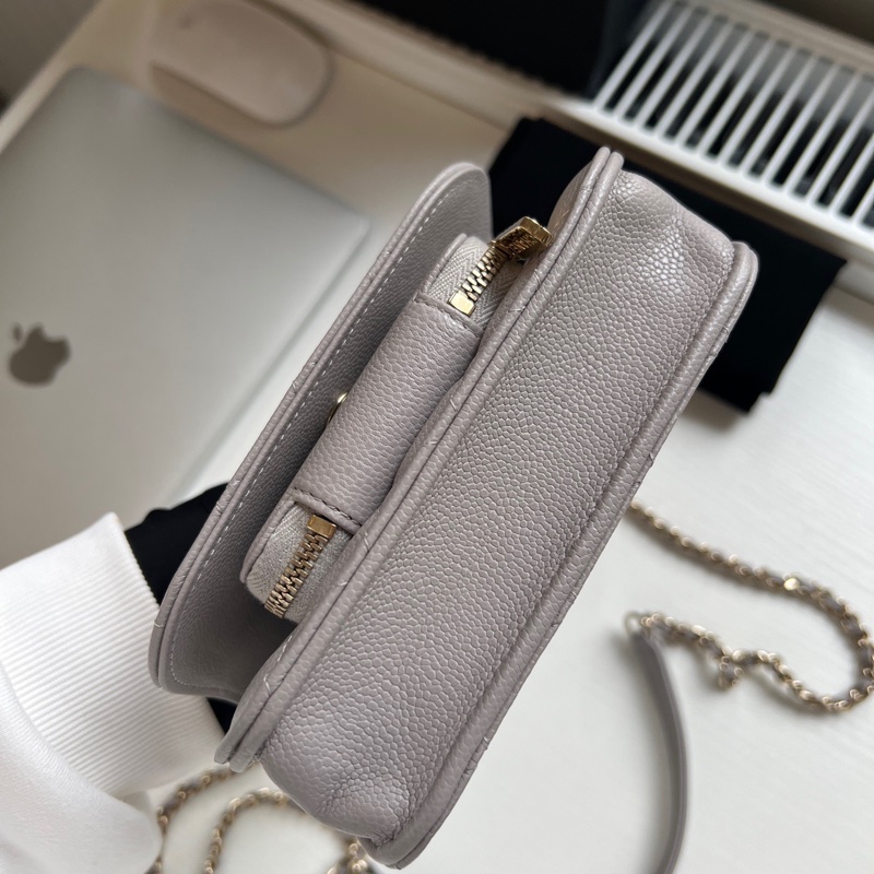 ✨Chanel 灰金 郵差包mini 99新 晶片款🩶-6