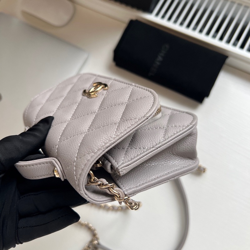 ✨Chanel 灰金 郵差包mini 99新 晶片款🩶-8