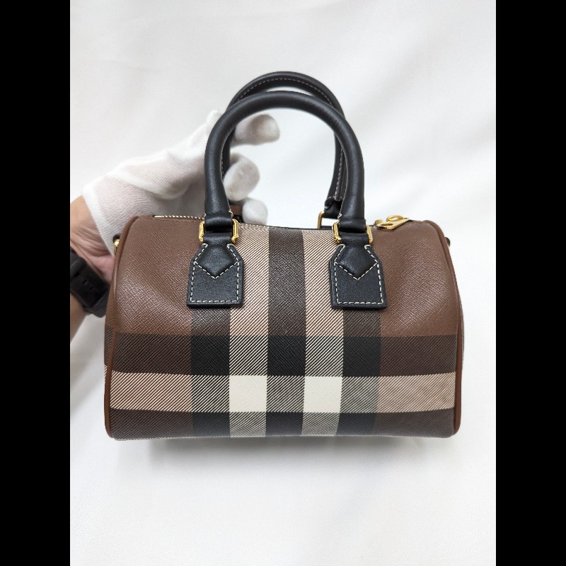 莉亞精品♡Burberry 經典格紋波士頓包 近新閒置-1
