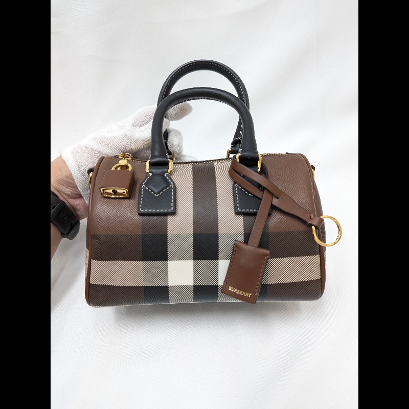 莉亞精品♡Burberry 經典格紋波士頓包 近新閒置-2