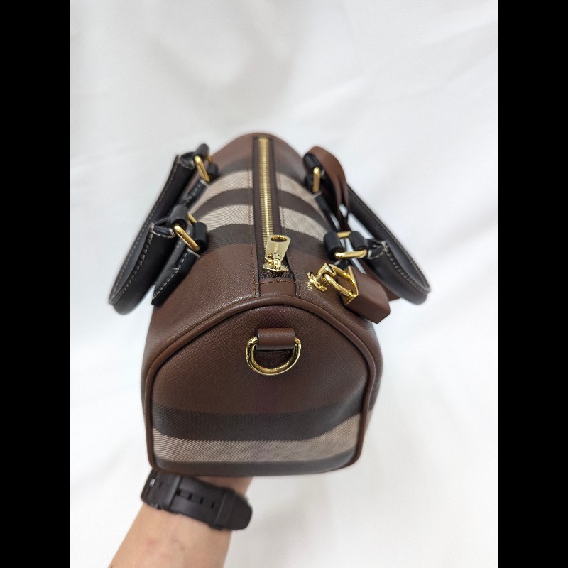 莉亞精品♡Burberry 經典格紋波士頓包 近新閒置-10