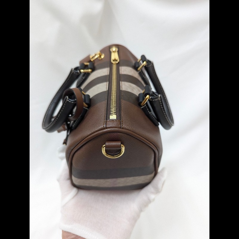 莉亞精品♡Burberry 經典格紋波士頓包 近新閒置-11