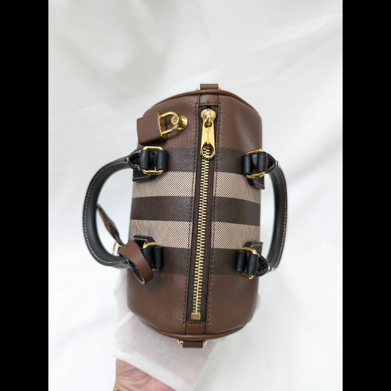 莉亞精品♡Burberry 經典格紋波士頓包 近新閒置-12