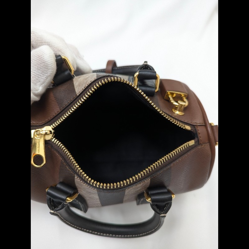 莉亞精品♡Burberry 經典格紋波士頓包 近新閒置-14
