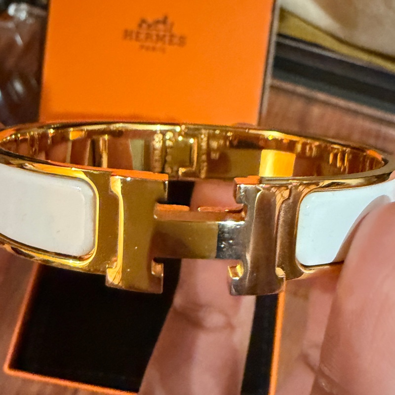 愛馬仕白金琺瑯ClicH手環-5