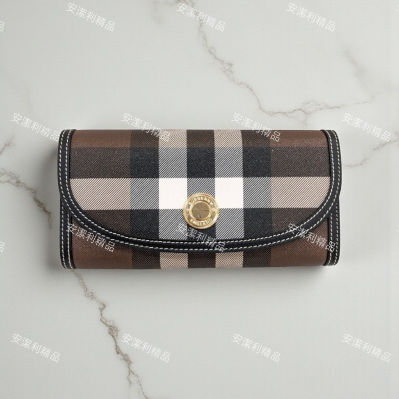莉亞精品♡Burberry 經典格紋長夾 近新閒置-0