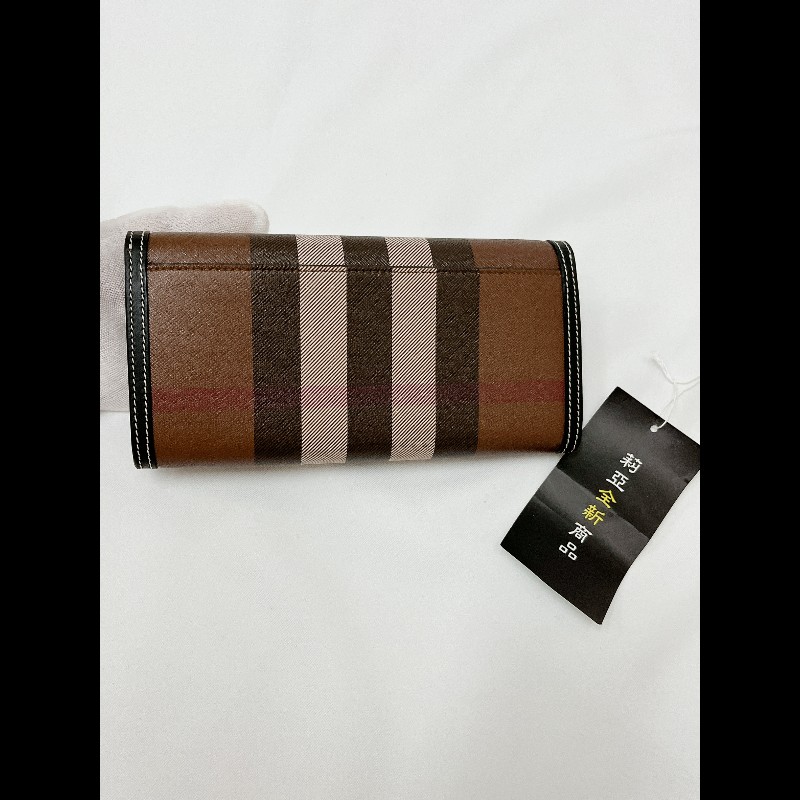 莉亞精品♡Burberry 經典格紋長夾 近新閒置-8