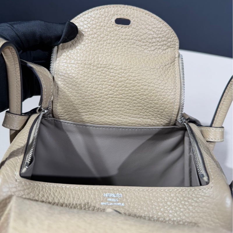 🌈Hermes🧡Mini Lindy一代🌟S2風衣灰銀扣編織帶🧡全新未使用🌟TC皮🌟Stamp U🌟貼膜在🌟-1