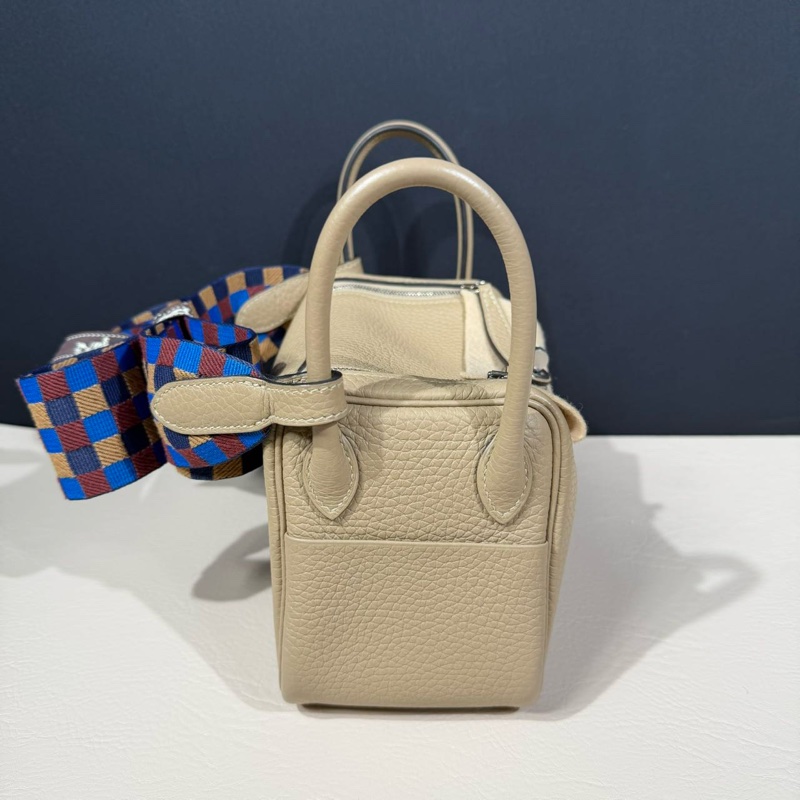 🌈Hermes🧡Mini Lindy一代🌟S2風衣灰銀扣編織帶🧡全新未使用🌟TC皮🌟Stamp U🌟貼膜在🌟-4