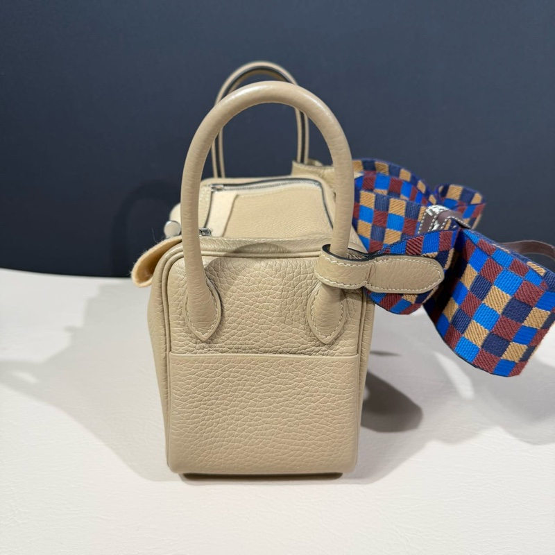 🌈Hermes🧡Mini Lindy一代🌟S2風衣灰銀扣編織帶🧡全新未使用🌟TC皮🌟Stamp U🌟貼膜在🌟-5