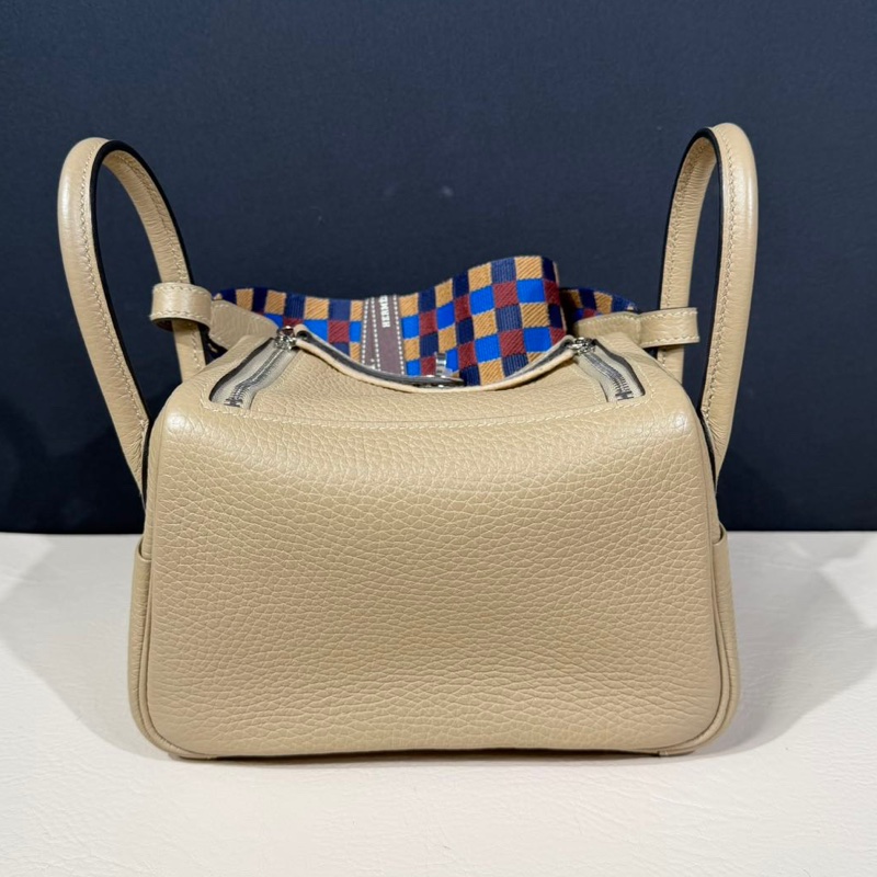 🌈Hermes🧡Mini Lindy一代🌟S2風衣灰銀扣編織帶🧡全新未使用🌟TC皮🌟Stamp U🌟貼膜在🌟-9