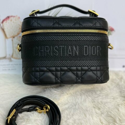 Dior Travel Vanity 黑色 藤格紋 牛皮 小號