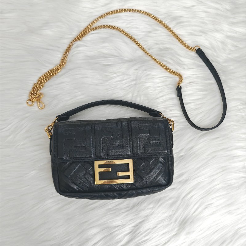 Fendi 芬迪 黑金 法棍包-0