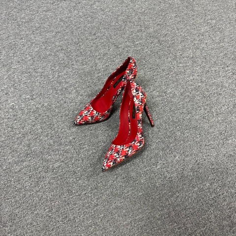 Louis Vuitton LV 路易威登 尖頭細跟 亞麻 高跟鞋 99新