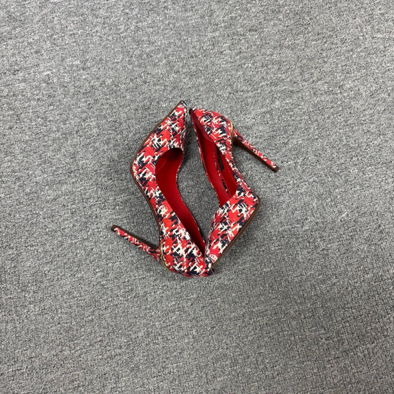 Louis Vuitton LV 路易威登 尖頭細跟 亞麻 高跟鞋 99新-4