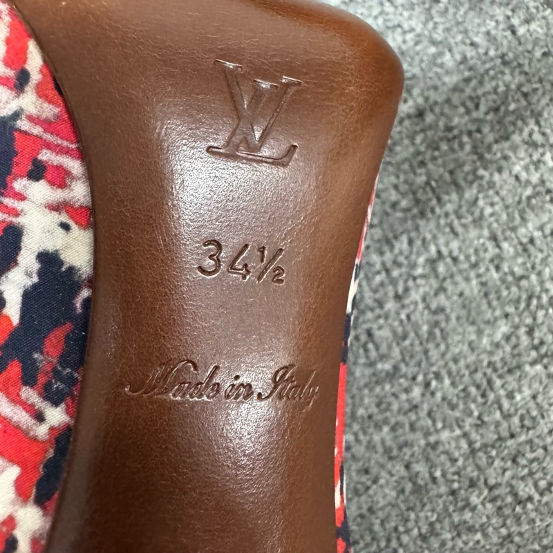 Louis Vuitton LV 路易威登 尖頭細跟 亞麻 高跟鞋 99新-5