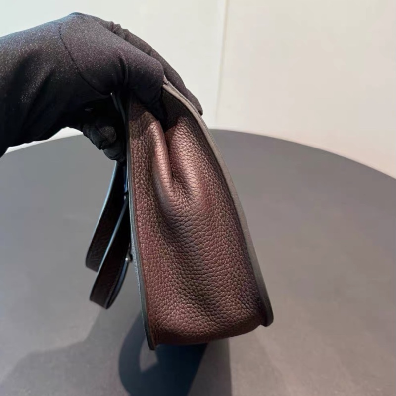 🌈Hermes🧡Halzan 25🧡馬鞍紅內拼藍銀扣🌟99新🌟🌈TC皮🌟愛馬仕🌟-3