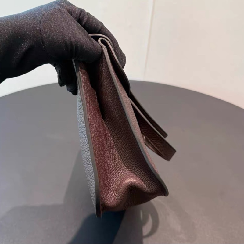 🌈Hermes🧡Halzan 25🧡馬鞍紅內拼藍銀扣🌟99新🌟🌈TC皮🌟愛馬仕🌟-4