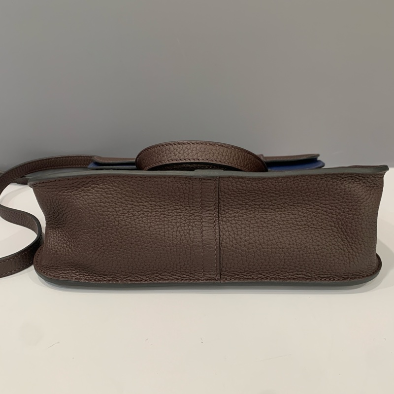 🌈Hermes🧡Halzan 25🧡馬鞍紅內拼藍銀扣🌟99新🌟🌈TC皮🌟愛馬仕🌟-6