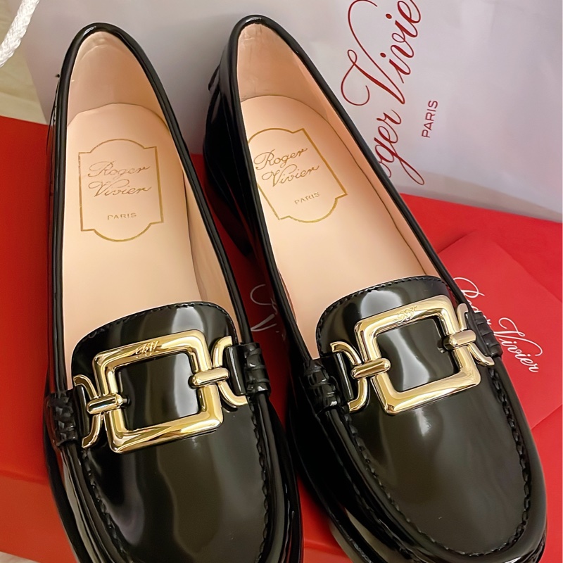 全新可送禮狀態✨Roger  Vivier 金色方框樂褔鞋(黑色)36號-4