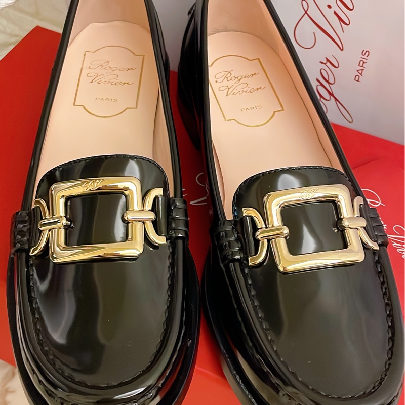 全新可送禮狀態✨Roger  Vivier 金色方框樂褔鞋(黑色)36號-8