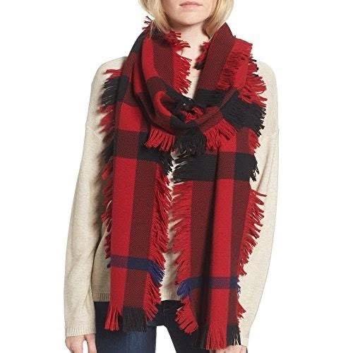 BURBERRY 蘇格蘭精紡羊毛格紋圍巾-1