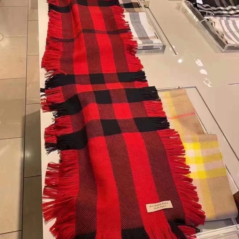 BURBERRY 蘇格蘭精紡羊毛格紋圍巾-4